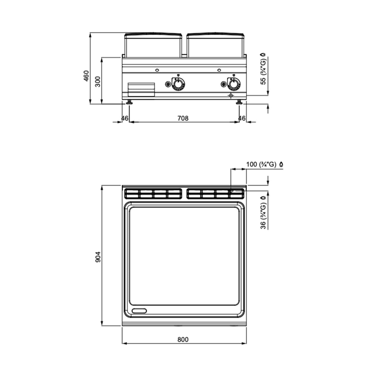 Plynová grilovací  deska - 20 kW - hladká