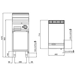 Gas Bratplatte - 6,9 kW - Glatt - mit glänzendem Finish