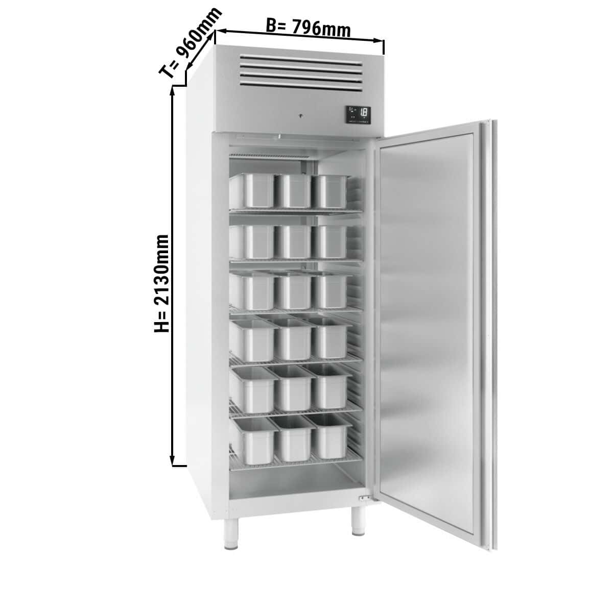 Eistiefkühlschrank Edelstahl Premium PLUS - EN 60x80 - 900 Liter - mit 1 Tür