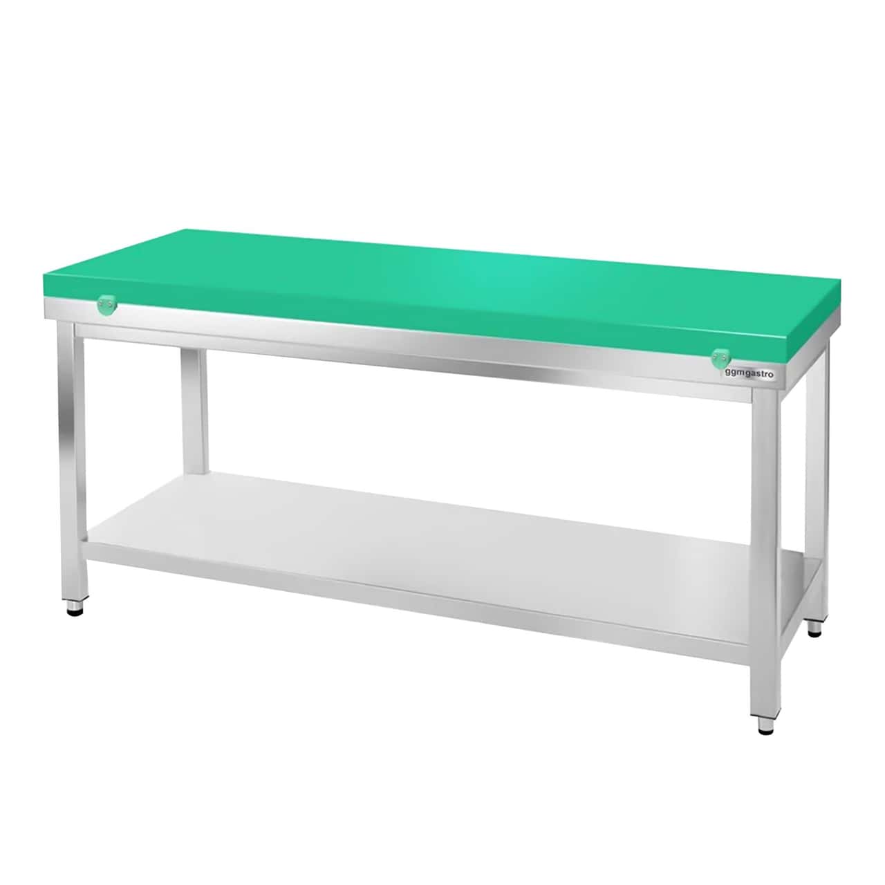 Edelstahl Arbeitstisch PREMIUM - 1500x800mm - mit Grundboden ohne Aufkantung inkl. Schneideplatte