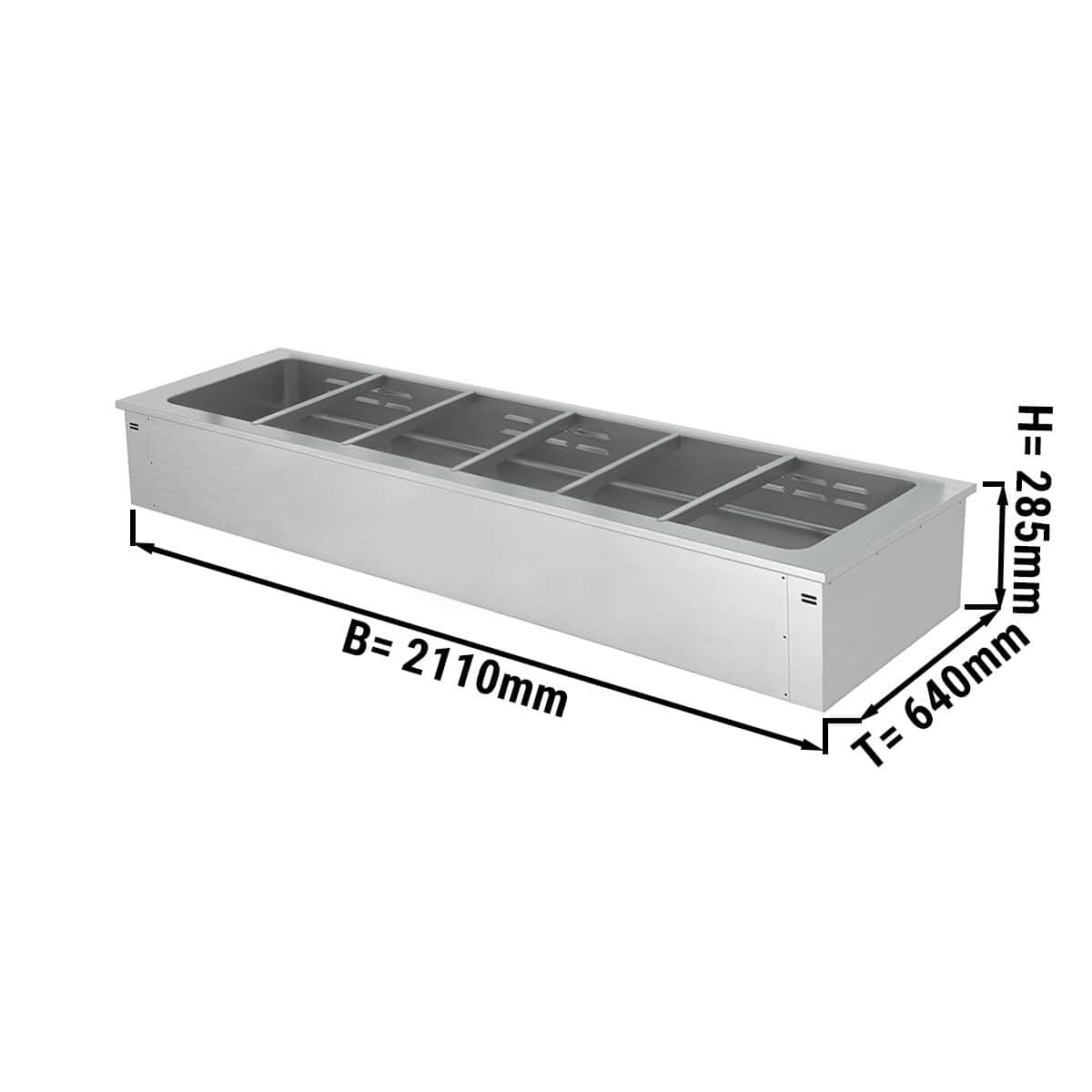 Vestavěná Bainmarie - 2,1 m - 6x GN1/1