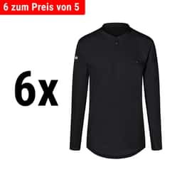 (6 Stück) KARLOWSKY | Langarm Herren Arbeitsshirt Performance - Schwarz - Größe: 2XL