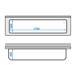 Topfspültisch - 2000x600mm - mit Grundboden & 1 Becken