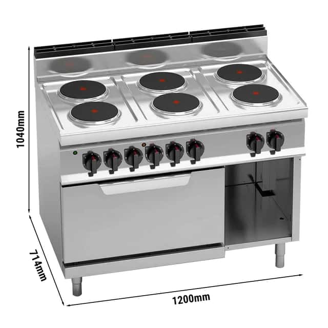 Elektroherd - 15,6 kW - 6 Platten Rund - inkl. Elektroofen Statisch - 7,5 kW