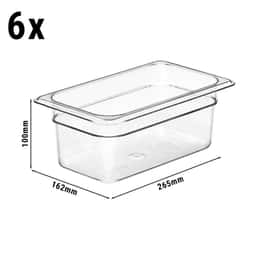 (6 Stück) CAMBRO | CAMWEAR® -  Polycarbonat GN-Behälter 1/4 - Clear - Tiefe 100 mm