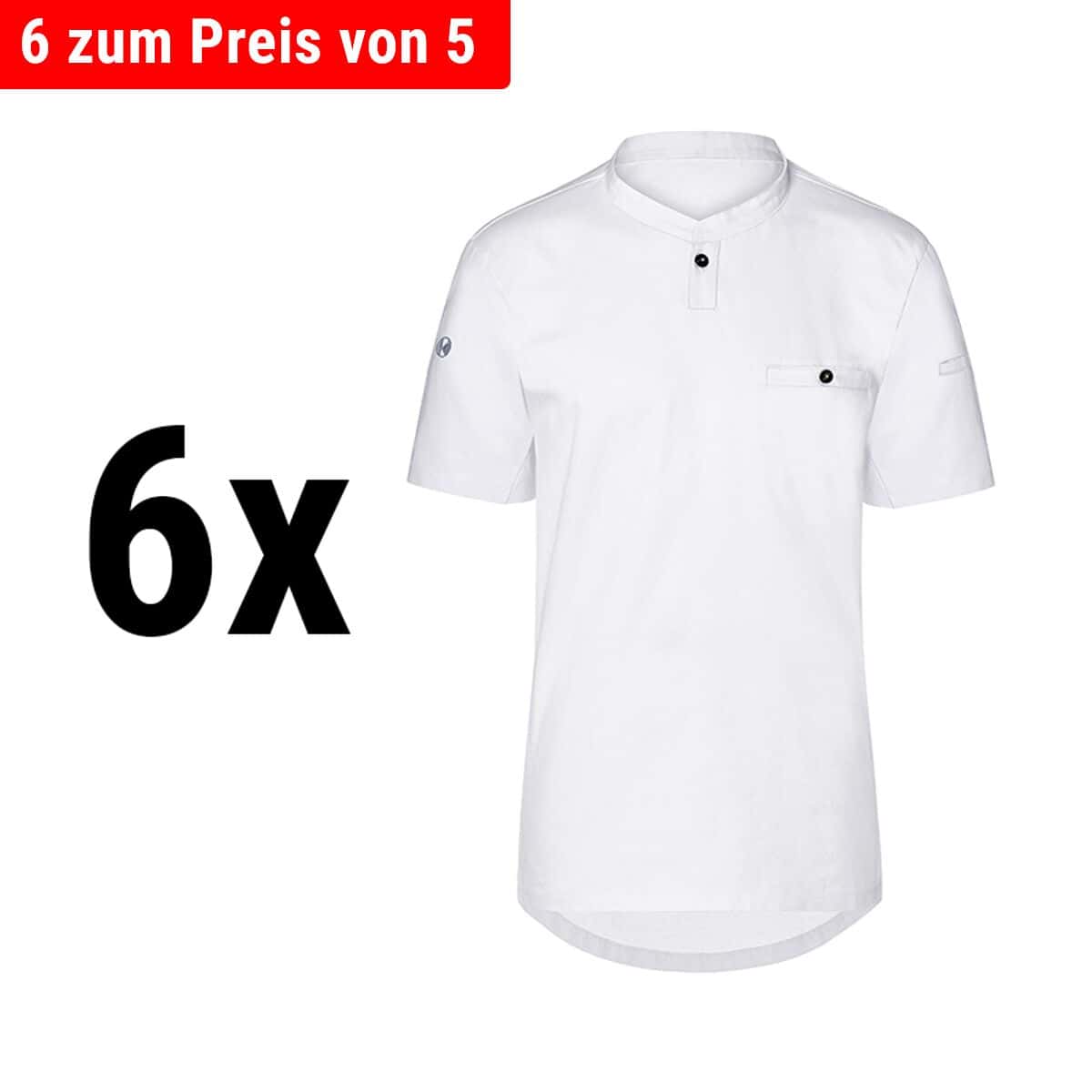 (6 Stück) KARLOWSKY | Kurzarm Herren Arbeitsshirt Performance - Weiß - Größe: 3XL