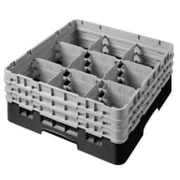 CAMBRO | CAMRACK® - Gläserspülkorb 1/1 - 9 Fächer - mit 3 Extender - 500x500mm - Schwarz