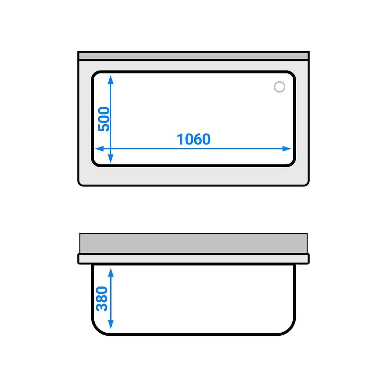 Topfspültisch - 1200x700mm - mit Grundboden & 1 Becken