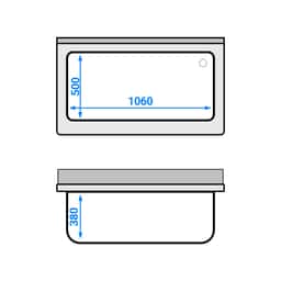 Topfspültisch - 1200x700mm - mit Grundboden & 1 Becken