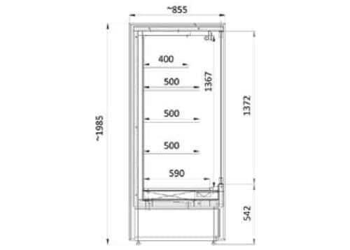 Wandkühlregal - 1100mm - mit LED-Beleuchtung, Glastüren & 4 Ablagen