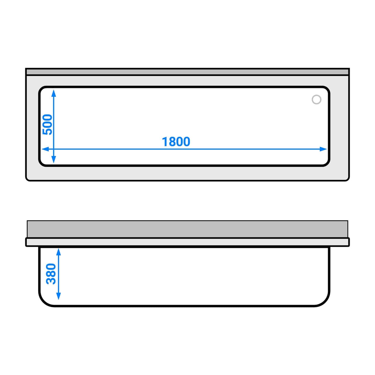 Topfspültisch - 2000x700mm - mit Grundboden & 1 Becken