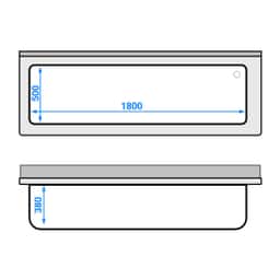 Topfspültisch - 2000x700mm - mit Grundboden & 1 Becken