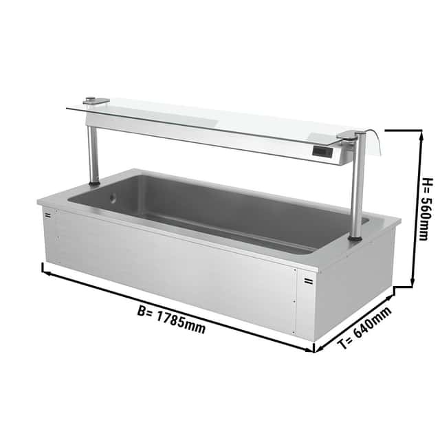 Einbau Eiswanne - 1,8m - 5x GN 1/1 - mit Glas-Hustenschutz