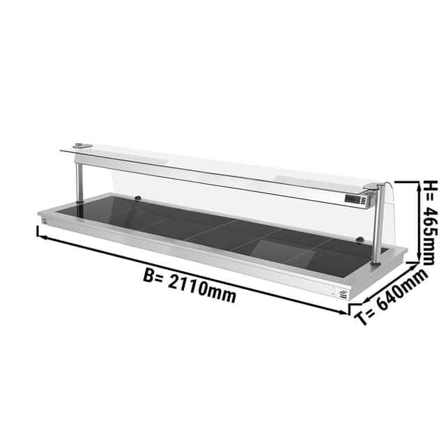 Einbau Warmhalteplatte - 2,1m - 6x GN 1/1 - mit Glas-Hustenschutz