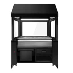 Holzkohlegrill TORONTO - 1500mm - schwarze Front - schwarze Granit-Arbeitsplatte - Hitzeschutzglas