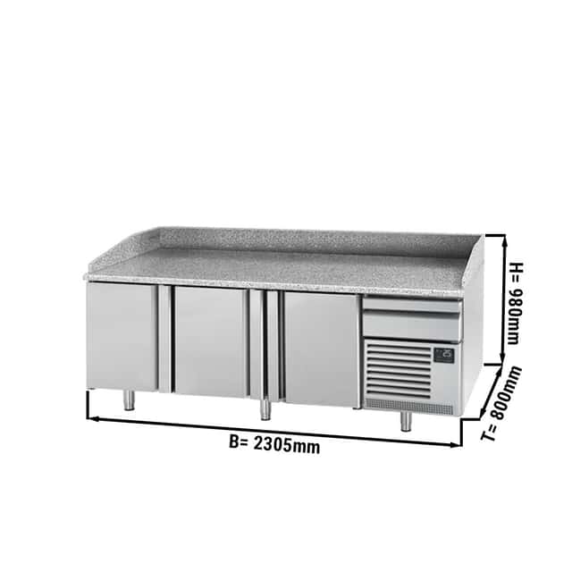 Pizzakühltisch Premium PLUS - 2305x800mm - mit 3 Türen