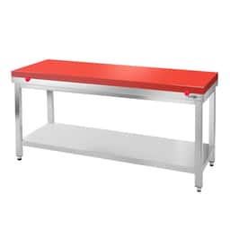 Edelstahl Arbeitstisch PREMIUM - 1800x800mm - mit Grundboden ohne Aufkantung inkl. Schneideplatte