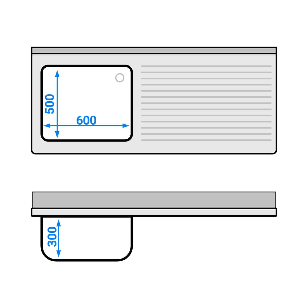 Spülschrank PREMIUM - 1600x700mm - mit 1 Becken links