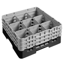 CAMBRO | CAMRACK® - Gläserspülkorb 1/1 - 9 Fächer - mit 3 Extender - 500x500mm - Schwarz