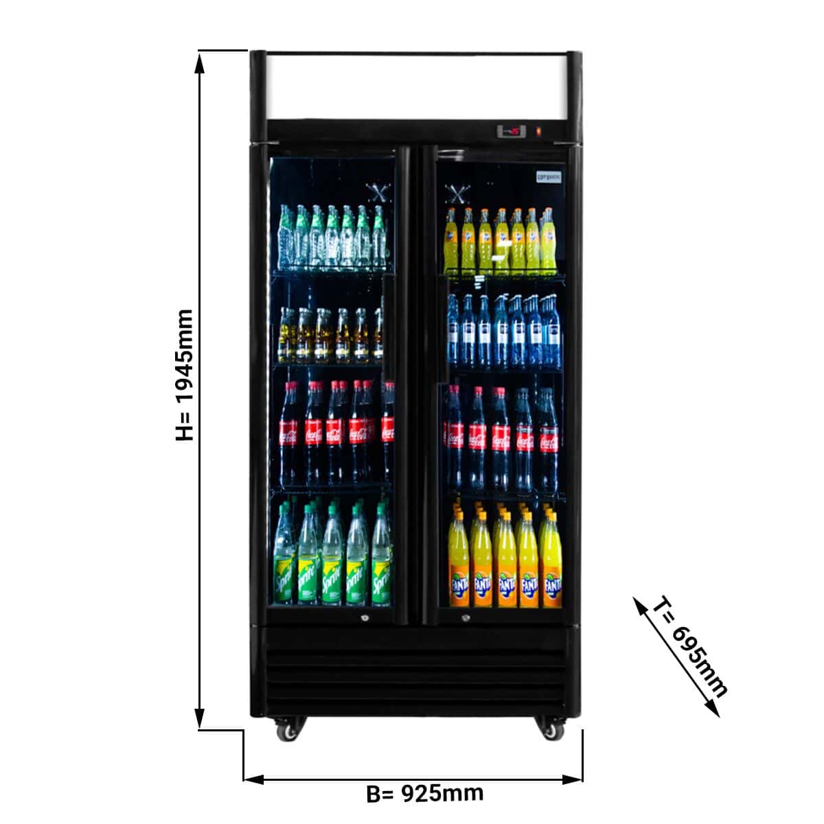 Getränkekühlschrank - 630 Liter - 2 Glastüren & Werbedisplay