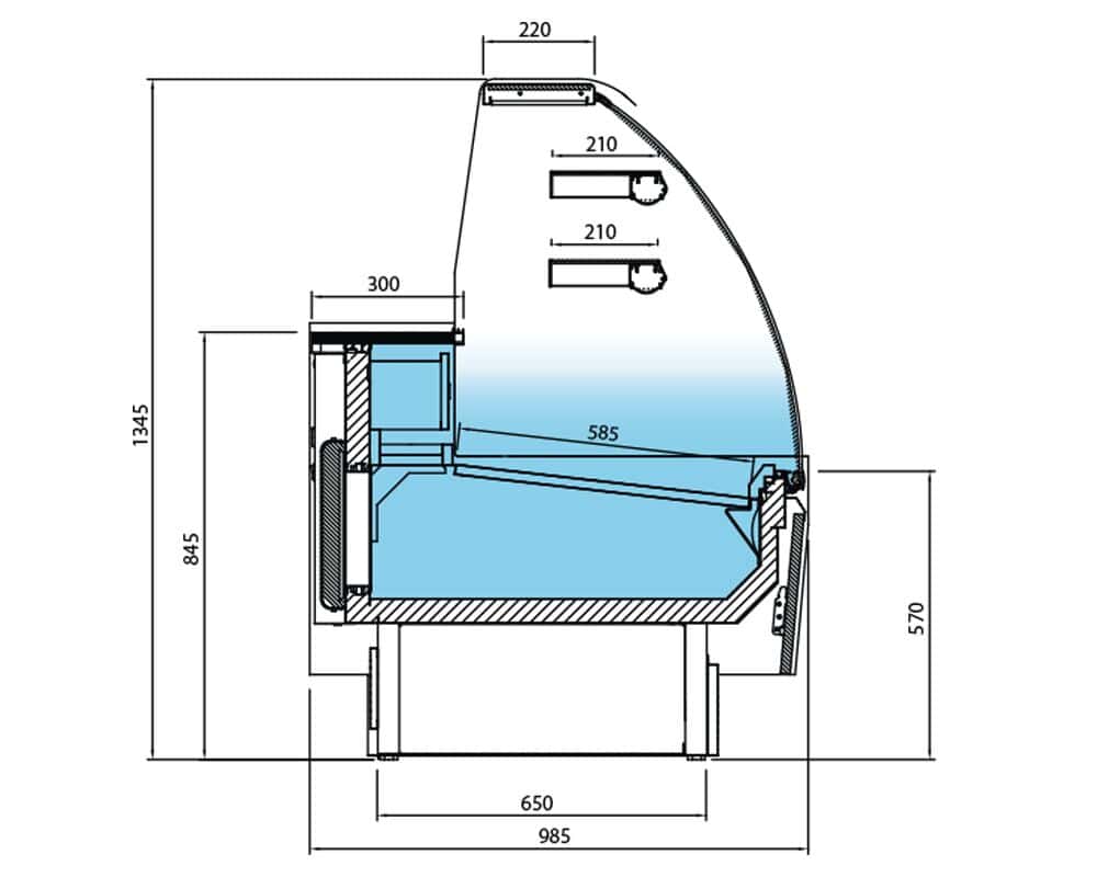 Kuchentheke - 2560mm - mit LED-Beleuchtung & 2 Ablagen