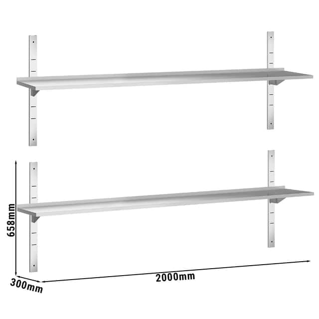 Wandborde PREMIUM - 2000x300mm - mit 2 Etagen