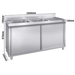 Spülschrank PREMIUM - 2000x700mm - mit 2 Becken links