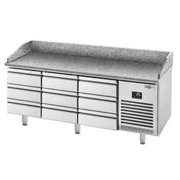 Pizza preparation table Premium PLUS - 1980x700mm - with 9 drawers 