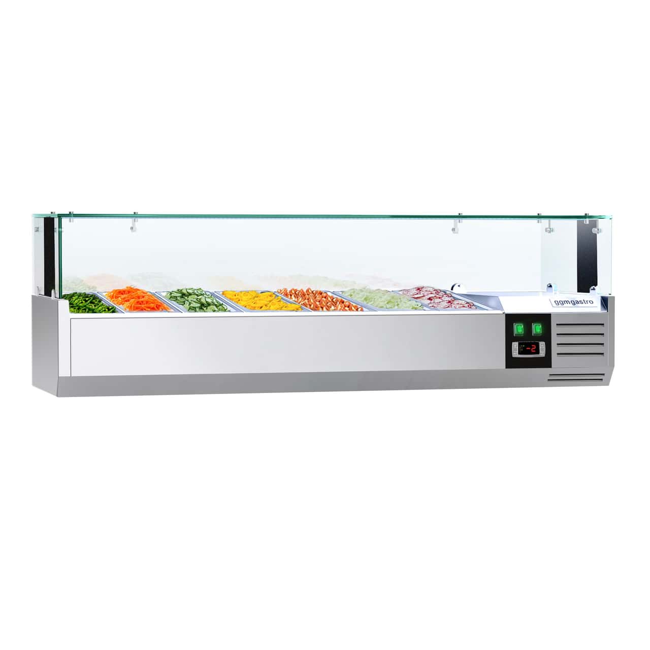 Kühlaufsatzvitrine PREMIUM mit LED-Licht - 1500x335mm - 7x GN 1/4