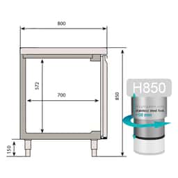 Bäckereikühltisch Premium PLUS - 2752x800mm - mit 4 Türen