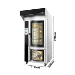 Rotierender Gas-Bäckerei-Heißluftofen - Touch - 10x EN 60x40 -  inkl. Haube & Gärschrank 