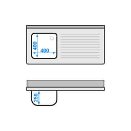 Spülmaschinen-Spülschrank - 1200x600mm - mit 1 Becken links