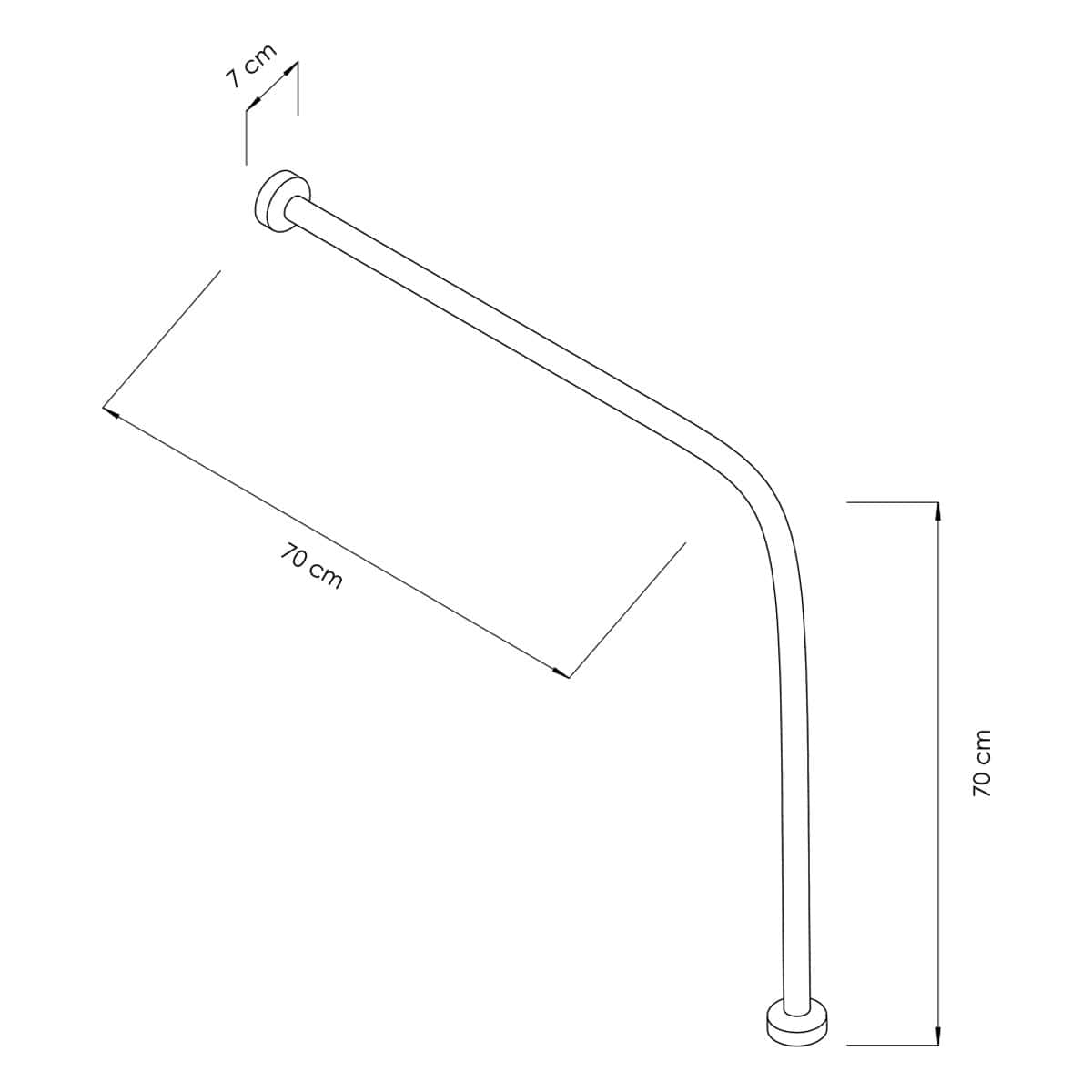 Winkelgriff - Edelstahl - 90° - Länge: 700mm