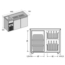 Biertheke Premium PLUS - 1550x700mm - 2 Türen