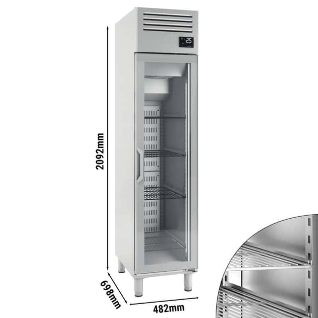 Kühlschrank Edelstahl PREMIUM PLUS - GN 1/1 - 325 Liter - mit 1 Glastür