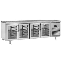 Bäckereikühltisch Premium PLUS - 2752x800mm - 4 Glastüren & Granitarbeitsplatte