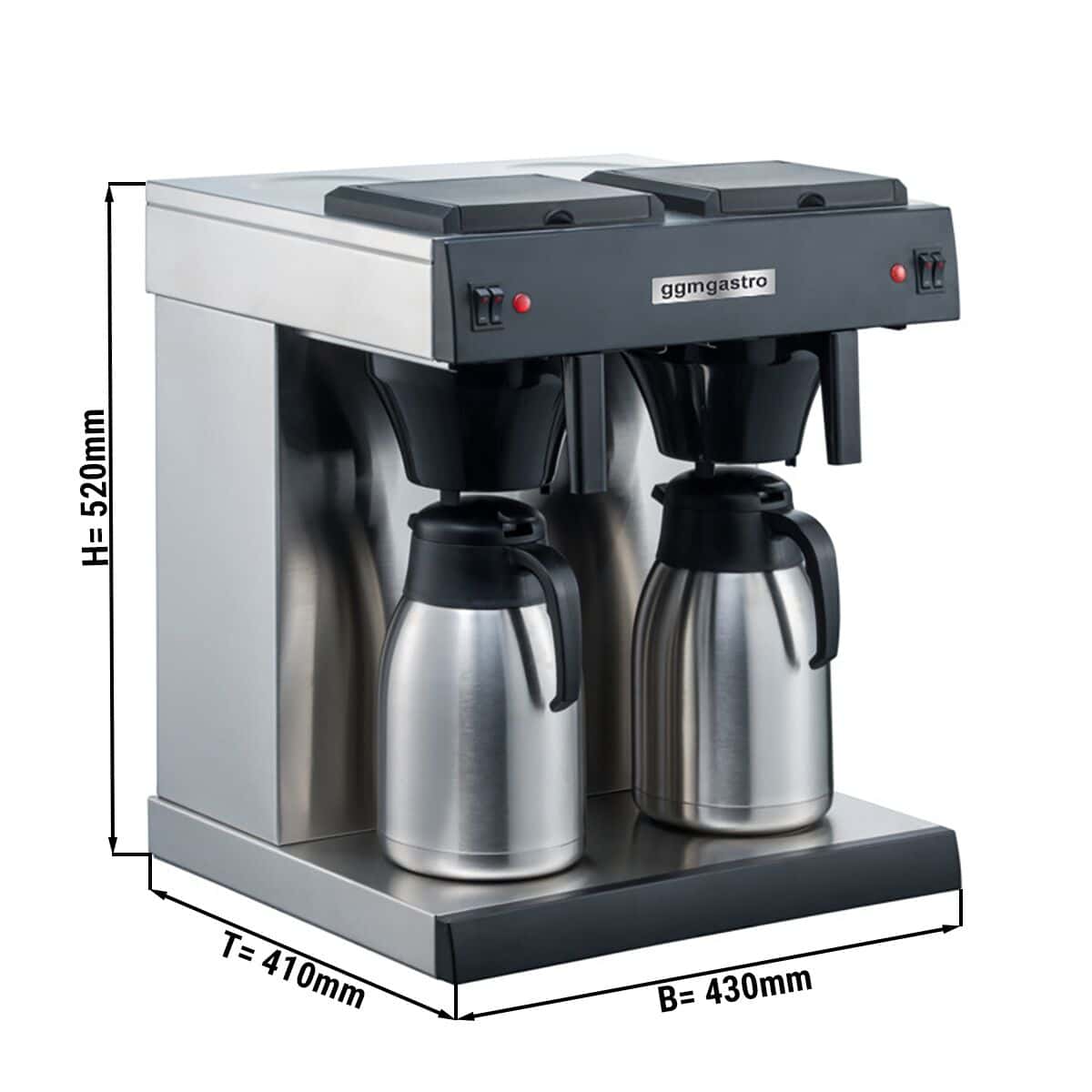 Filterkaffeemaschine - 2x 2 Liter - 3,3 kW - mit 2 Warmhalteplatten - inkl. 2 Isolierkannen á 2 Liter