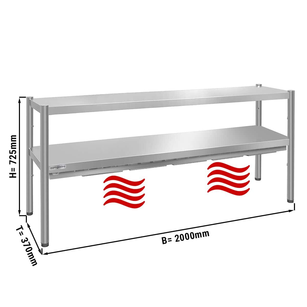 Wärmebrücke PREMIUM - 2000x370mm - mit 2 Etagen - Höhe: 725mm