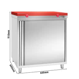 Stainless steel work cabinet PREMIUM - 600x600mm - with hinged door without backsplash incl. cutting plate