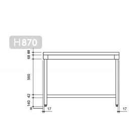 Edelstahl Arbeitstisch PREMIUM - 2000x800mm - mit Grundboden & Verstrebung