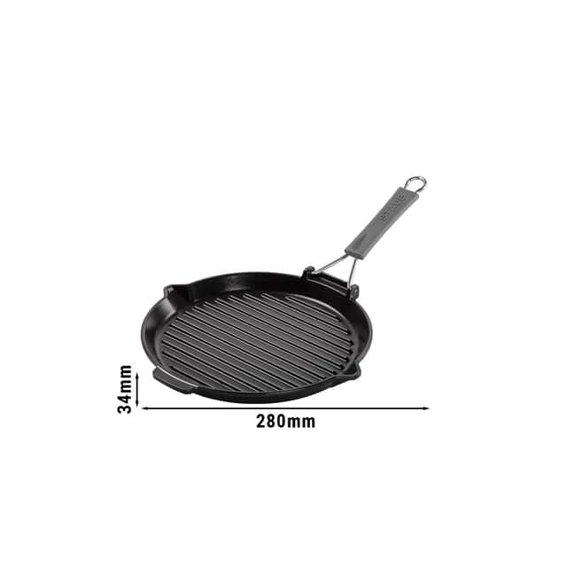 STAUB | GRILL PANS - Grillpfanne mit Ausgießnase - Ø 280mm - Gusseisen - Schwarz