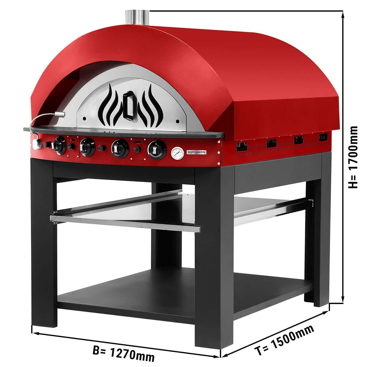 Gas pizza oven - red - 9x 25cm - manual - incl. stand