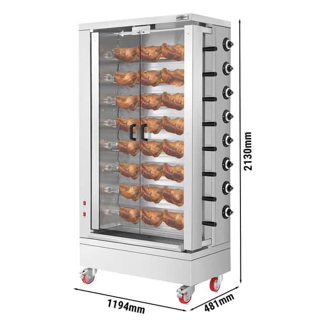 Gas Hähnchengrill - 51,73kW -  mit 8 Spießen für bis zu 48 Hähnchen