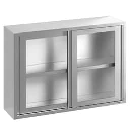 Edelstahl Wandhängeschrank - 1600x400mm - mit Glasschiebetür - 1000mm hoch