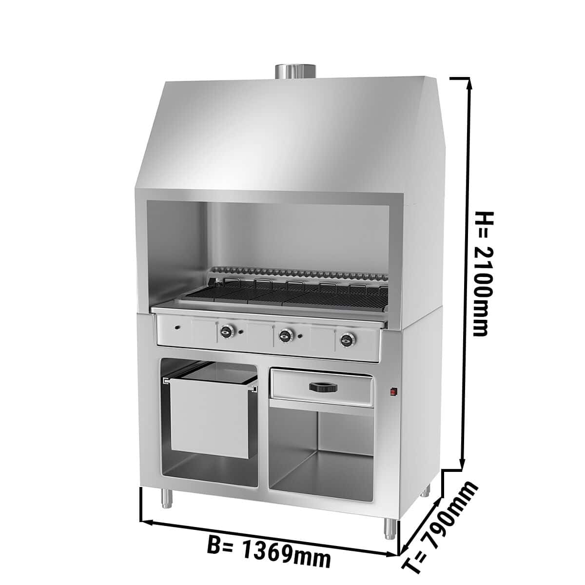 Gasgrill BERLIN - 1,37m - Edelstahloptik