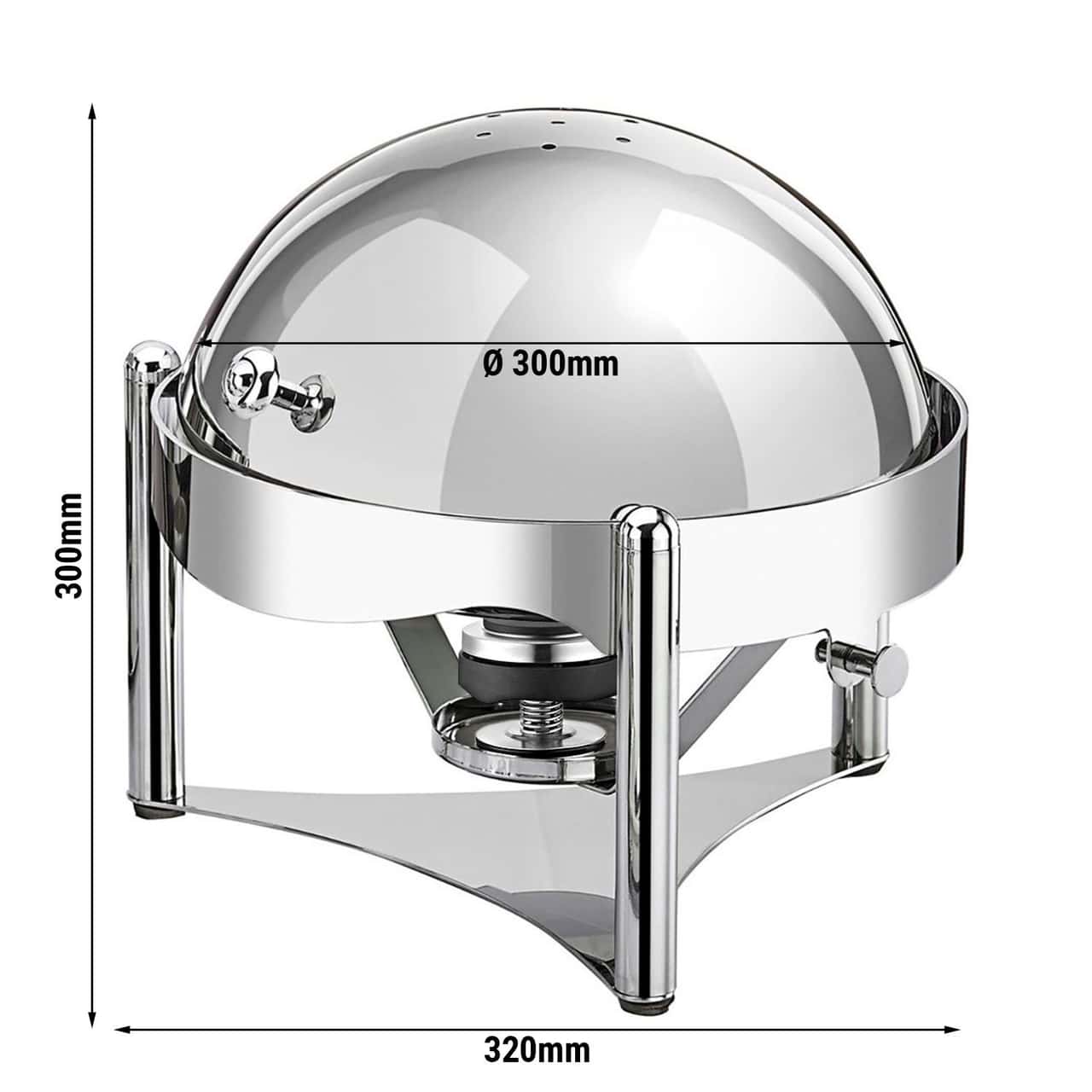 Chafing Dish - Rund - mit Rolldeckel - Chrom