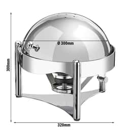 Chafing Dish - Rund - mit Rolldeckel - Chrom