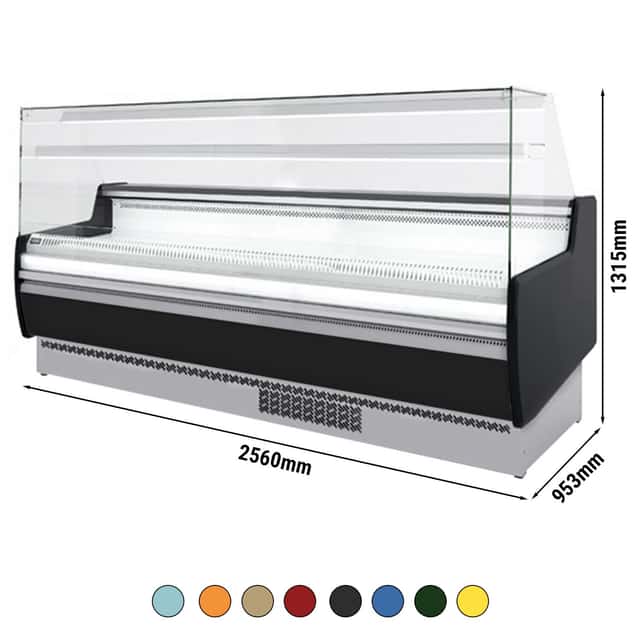 Kühltheke - 2560mm - mit LED-Beleuchtung & 1 Ablage - Standard mit Frontblende schwarz