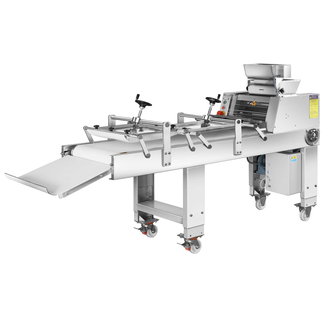 Bäckerei-Teigausrollmaschine - für Pizza- & Brotteig - 2 Zylinder - 550 Watt - bis zu 2500 Stk/h