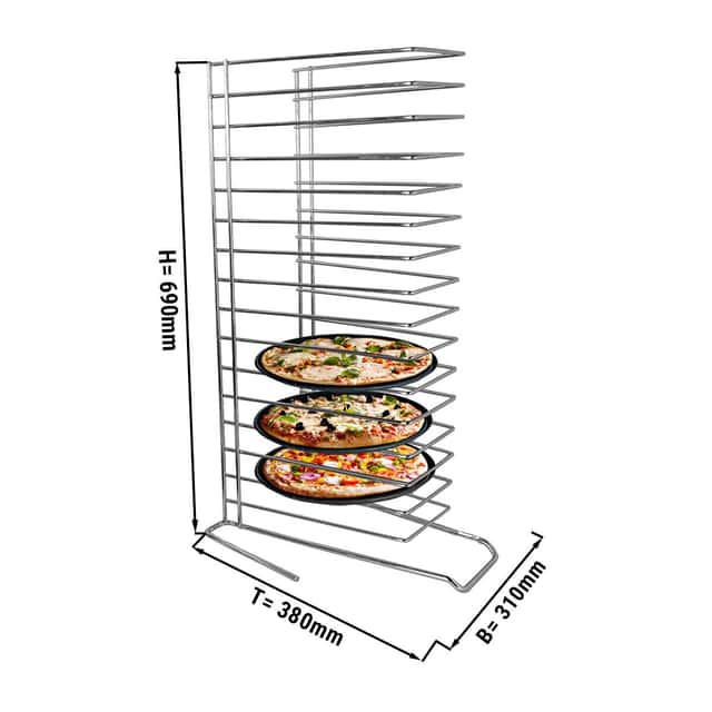 Pizzablechhalter mit 15 Fächern